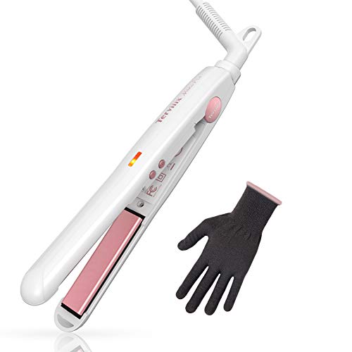 Terviiix Mini Straightener with Adjustable Temperature, Mini Flat Iron for Short Hair, Pixie Cut, 1/2 Inch Small Flat Iron Dual Voltage for Travel, Auto Shut Off
