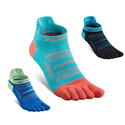 ADABOO Toe Socks, Five Finger Ankle No Show Low Cut Running Socks for Men, High Performance Athletic