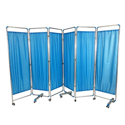 Medical Privacy Screen,3/4/5/6Panels Room Protective Screens with Wheels,6ft High Portable Bed Partition for Adults for Hospitals/Beauty Salon/Office (Color : Blue, Size : 6-Panel)