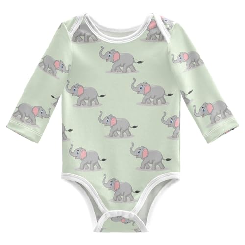 vvfelixl Baby Bodysuits Elephant Seamless Pattern Long Sleeve Cotton Baby Onesie Clothes for Boys Girls 6-9M