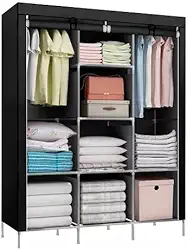 Guarda Roupa Dobrável Organizador De Roupa Decoteam Preto