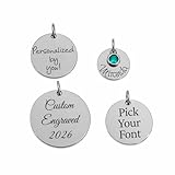 Personalized Engraved Charms for Jewelry – Custom Name Pendant in Silver, Gold or Rose Gold, Multiple Shapes