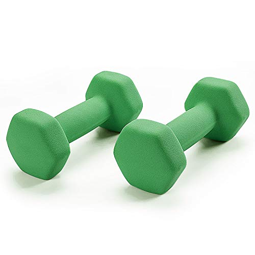 Portzon Set of 2 Neoprene Dumbbell Hand Weights, Anti-Slip, Anti-roll
