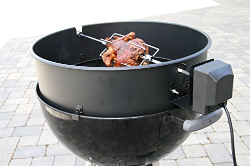 Foto von BBQ-Toro Grillspieß Set für Weber Kugelgrill (57 cm) und viele andere Modelle, Rotisserie, Drehspieß für Holzkohle Grill und Gas Grill, elektrischer Drehspiess, Barbecue