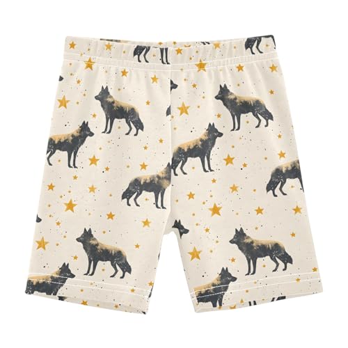 Retro Wolf Prints Girls Shorts Elastic Waist Sports Shorts Girls Leggings Pants for 4-10 Years
