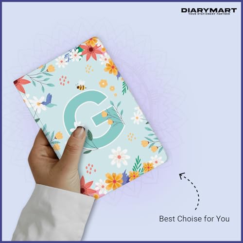 Image of Initial G Premium Soft Bound Notebook Diary for Girls and Women (B6, 90 GSM, 160 Ruled Pages) Floral Design Notebook Journal Diary