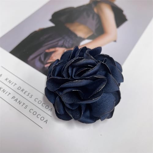 Image of Dainty Silk Rose Flower Brooch Lapel Pins for Women Men Handmade Fabric Flower Brooches Pin Classic for Wedding Party Dance Banquet Dress Suit Clothes Accessories Jewelry Gifts 60mm