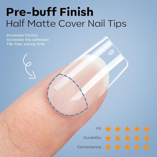 Image of modelones X Nail Gel Kit, 9-in-One Glue Prep Dehydrator & Portable Led Lamp | 15Sizes Gel Nail Tips Short Square 510Pcs Pre-shaped Square Press On Extension Kit DIY Salon Home Gift for Women