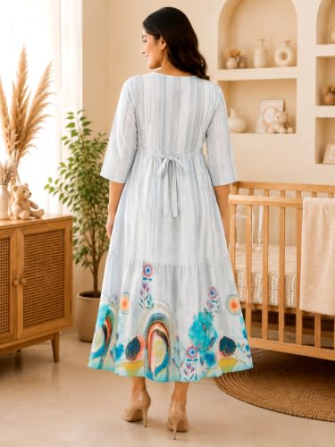 Image of RITIJYA Feeding Kurta for Women with Zip | Maternity Kurti for Nursing Mothers | Concealed Zipper, Extra Pleats Pre to Post Pregnancy | Quick-Dry Comfort Fabric | S-4XL