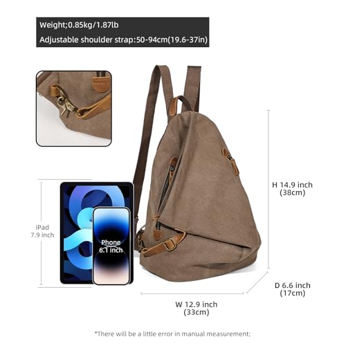 Image of KL928 Canvas Vintage Backpack - Large Casual Daypack Outdoor Travel Rucksack Hiking Backpacks for Men Women