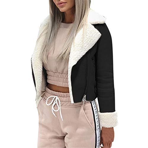 Veste d'hiver en daim isolante et chaude couleur noir taille XS