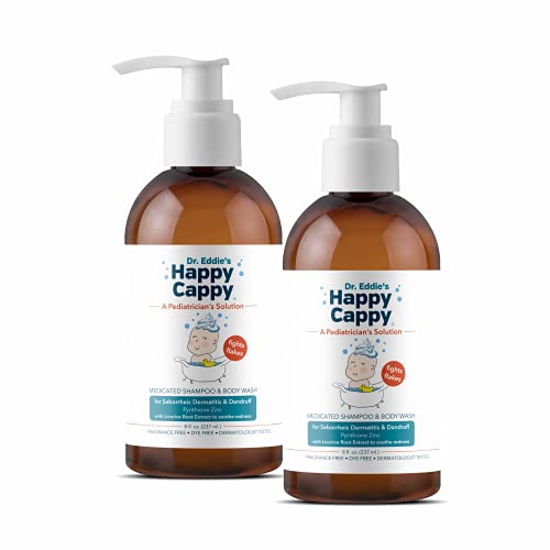 Dr. Eddieâ€™s Happy Cappy Medicated Shampoo for Children, Treats Dandruff and Seborrheic Dermatitis, Clinically Tested, No Fragrance, Stops Flakes and Redness on Sensitive Scalps and Skin, 8 oz (Pack of 2)