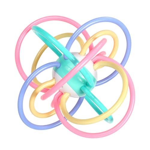 Image of Lefan Infant Silicone Sensory Baby Teether Tube Ball Loopi Toy Sensory Teething Toys with Rattle for Babies 3-12 Months New Borns-Multicolor