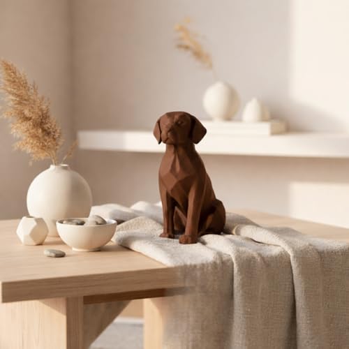 Image of Eco-Friendly Dog Statue - Modern Home Decor Accent | Minimalist Pet-Inspired Sculpture for Living Room, Office & Gifts (Br)