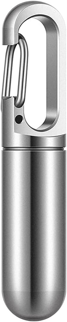 ULHYC Small Pill Box Keychain, Titanium Mini Portable Pill Organizer Case Container for Outdoor Camping Travel, Waterproof Metal Pocket Pill Holder Medicine Bottle