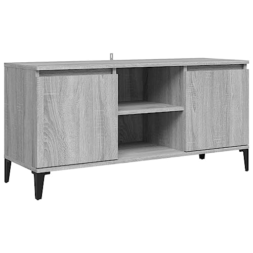 vidaXL Mueble de TV con Patas Soporte Mobiliario Armario Aparador Salón Sala de Estar Dormitorio Decoración de Metal Gris Sonoma 103,5x35x50 cm
