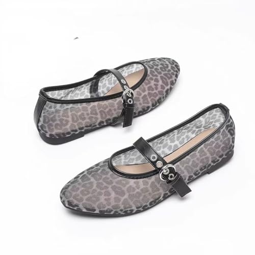 Women's Fashionable Leopard Print Mary Jane Flats, Casual Comfortable Breathable Square Toe Flat Shoes, Lightweight Comfortable Comfy Shoes for Daily Wear, Girl3