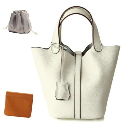 Genuine Leather Bucket Bag, Top-Handle Satchel...