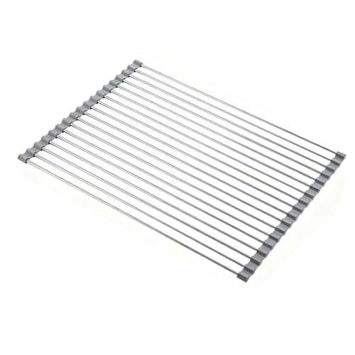 Poywaze 水切りラック シンク上 折りたたみ すのこタイプ ステンレス 抗菌 コンパクト カット可能 食器乾燥 かご [47×35cm] 省スペース プレート ワイド 錆びない 排水トレー