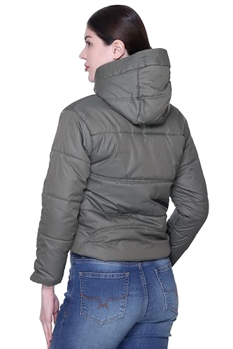 Image of SANE ORIGINALS Hooded Winter Jacket for Women in Full Zipper || Stylish Semi Crop Warm Jacket for Women Winter Wear with Hood ||