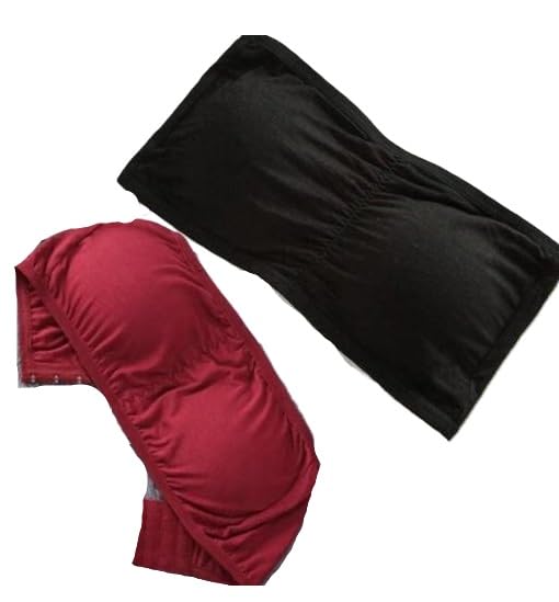 Strapless Padded Tube Bra Soft Stretch Seamless Bandeau Top for Women Pack of 2-picture-22
