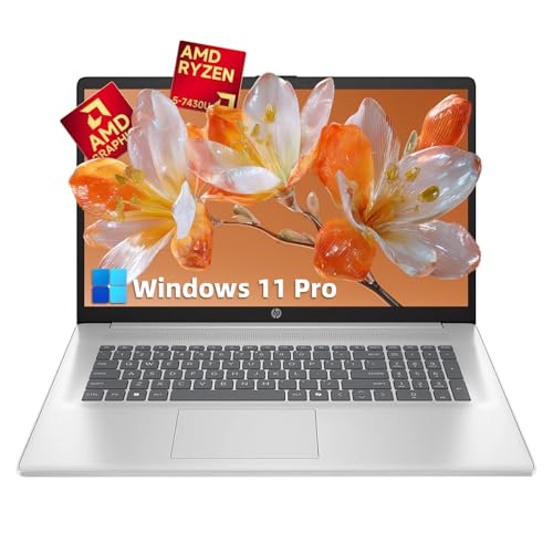 HP 17 �^�b�`�X�N���[���m�[�g�p�\�R�� - 17.3�C���`�A���`�O���AHD+�r�W�l�X�m�[�g�p�\�R���AWindows 11 Pro�ACopilot�AAMD Ryzen 5 7430U (�ő�4.3GHz)�AWi-Fi 6�A�����[�d�A�o�b�N���C�g�L�[�{�[�h