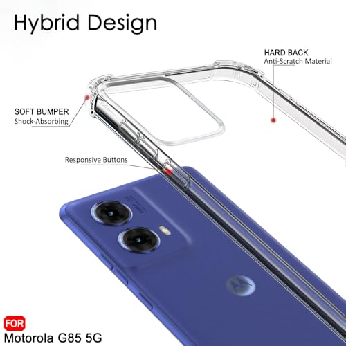 Image of TheGiftKart Crystal Clear Back Cover Case for Motorola Moto G85 5G | 360 Degree Protection | Shock Proof Design | Transparent Back Cover Case for Motorola Moto G85 5G (PC & TPU, Transparent Bumper)