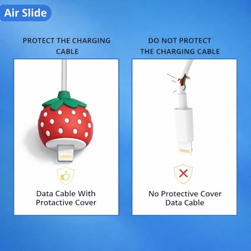 Image of Cable Protector for Apple iPhone Charger 20W /18W Type C, 3D Cute Cartoon Case Adaptor Cover Full Cable Connection Protectors Protective Protection Wire Sleeves Guard (Strawberry)