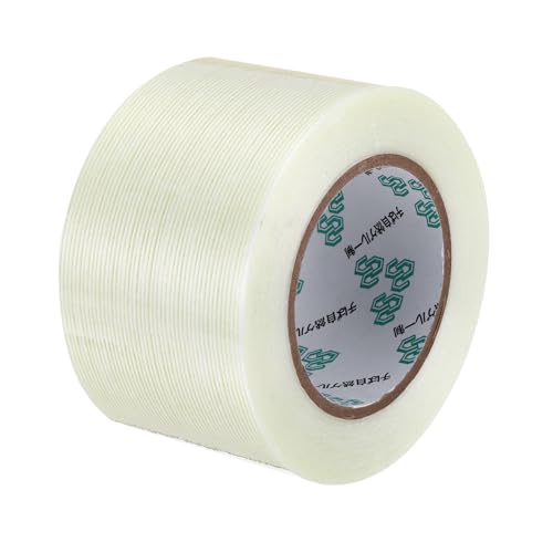 Image of MECCANIXITY Strapping Tape, 3 Inch x 55 Yards Reinforced Packing Tape Filament Tape Heavy Task Packing Transparent 5.9 Mil Striped for Package Transport Electric Equipment Packaging