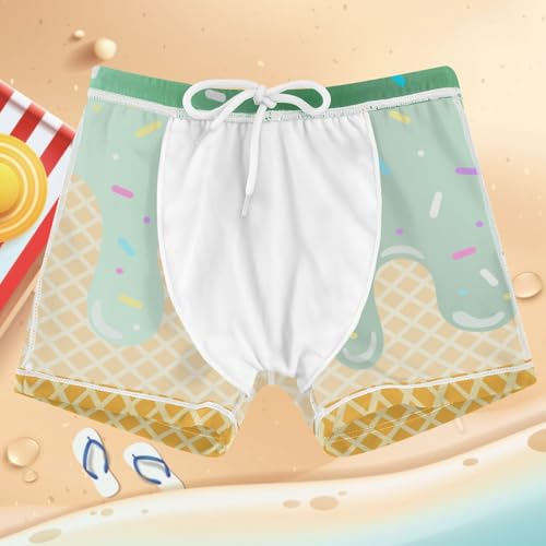 Boys Swim Trunks Quick Dry Kids Bathing Suit Ice Cream Green Toddler Swim Shorts Boardshorts Swimwear 3t4