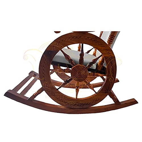 Image of CLASSIC WOOD & CRAFT Wooden Rocking Chair with Sheesham Wood, Rolling and Easy Seating (Model-Cwb-21)