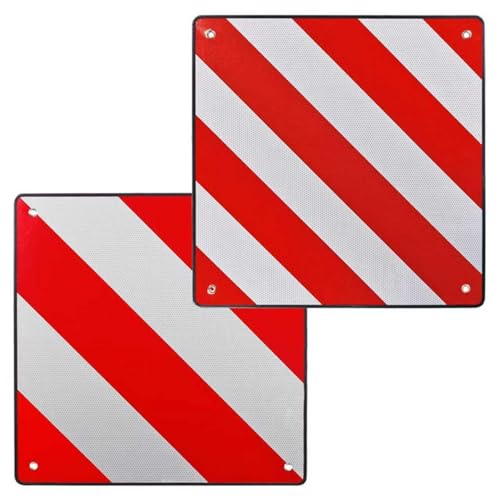 JurciCat 2in1 Rot Weiße Aluminium Warntafel Fahrradträger Für Italien und Spanien 50 x 50 cm Reflektierend Warntafel Mit 4 Spannseile Befestigungslöchern Für Fahrradträger Heckträger & Auto Wohnmobil