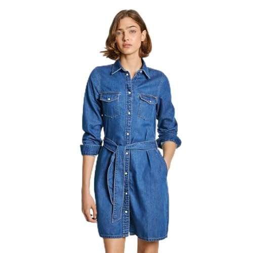 Pepe Jeans Damen Regular Dress Pl953581 Kleid, Blue (Denim-HT8), S