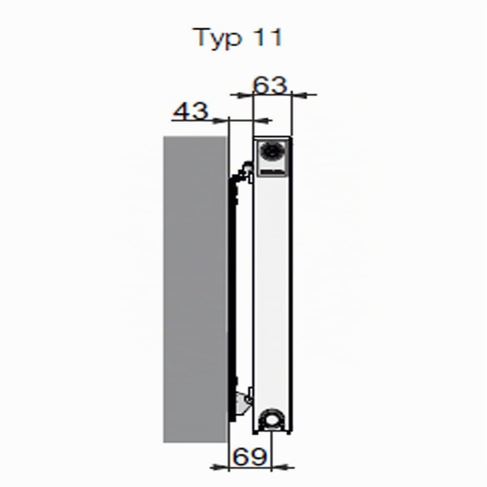 Buderus Logatrend Kompakt-Flachheizkörper C-Profil Typ 11 BH 500 vers. Längen + Halter (BL: 600 mm)
