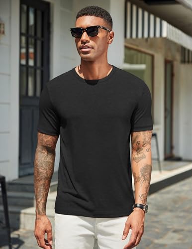 COOFANDY T Shirt Herren Kurzarm Sommer Tshirt Rundhals T-Shirt Unterhemd Einfarbig Basic Tshirt für Männer – Bild 4