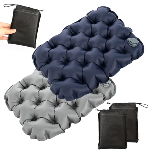 GFUEIGJ 2 Stück Aufblasbares Sitzkissen Sitzkissen Faltbar Outdoor Aufblasbar Ultraleichtes Sitzkissen Aufblasbar Outdoor für Camping Picknick Wandern Strand & Reisen