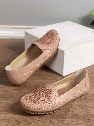 Image of Loafers for Women Leather Business Casual Shoes Comfortable Lightweight Penny Loafers Slip On Work Flats Moccasins Driving Boat Shoes