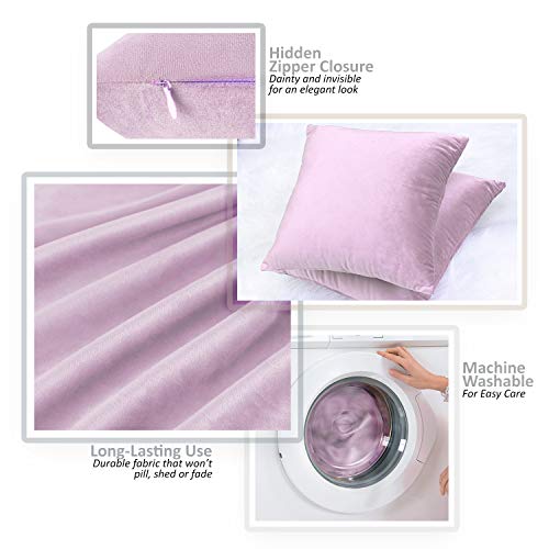 Nestl Throw Pillow Covers, Cozy Velvet Decorative Outdoor Pillow Covers 18X18 Inches, Soft Solid Cushion Covers for Sofa, Bed and Car, Set of 4 - Light Gray Lavender by Nestl - Used condition - Image 3