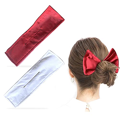 Hair Bun Maker, Deft Bun Fashion Classy Multicolor Cloth Magic Clip, French Twist Hairstyle Donut Bun Former Maker Hairstyle Must-haves Tool, For Girls Women Daily Wear (Red+White)