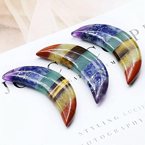 Miniatura 5 de Acxico 1 piedra natural de 7 chakras, con forma de luna, piedra curativa de energía reiki, cuarzo