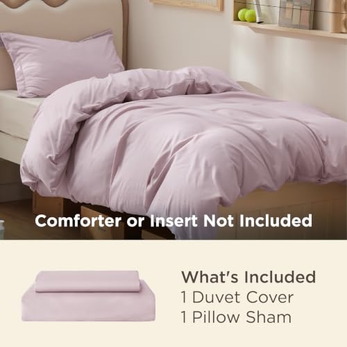 Image of Bedsure Twin /Twin XL Duvet Cover, Double Brushed Bedding Set, Pink Mocha | For Kids & Adults, 68 inchx90 inch Comforter Cover, Hotel Luxury, All Season, Breathable, Easy Care, Lightweight, Zipper Closure