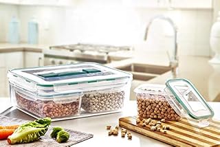 Fresh Box (4 Pieces Set 7.3 Litre Square Food Containers/Storage (BPA Free - Microwave Safe - Dishwasher Safe - Freezer Safe)