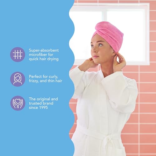 Image of Turbie Twist 2-Pack Microfiber Hair Towel for Beauty, Travel, Gifting - Wrap Turban for Straight, Wavy & Curly Hair - Premium Personal Care - Kelly Green & Wild Aster