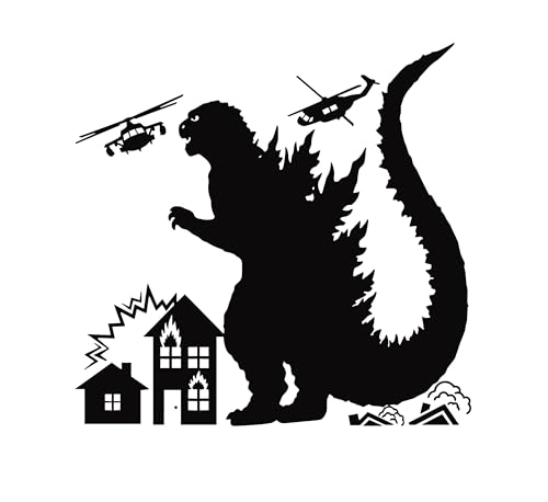 Godzilla Monster Fighting Helicopters Vinyl Wall...