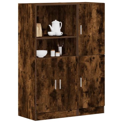 YuuSsea Juego de 2 muebles de cocina, madera de roble ahumado, 95 x 41,5 x 131,5 cm, material resistente, versátil, para restaurantes y cocinas
