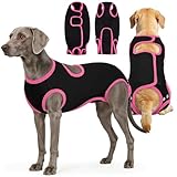 IDOMIK Soft Dog Surgery Recovery Suit, Breathable Surgical Suit for Female Spay & Male Neuter, Adjustable Dog Onesie Prevent Licking Abdominal Wound, E-Collar & Cone Alternative Pet Bodysuit,Black,XL