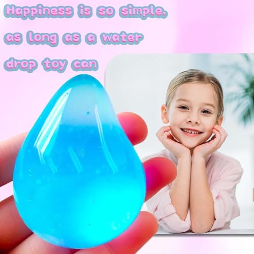 2 Packs Dream Squishy Drop Silicone Squishy Stress Ball for Adults & Kids - Sensory Fidget Toys for Autism, ADHD, Anxiety Relief - Squeeze Stress Relief Toys, Birthday Gifts (Blue & Pink) - Image 6