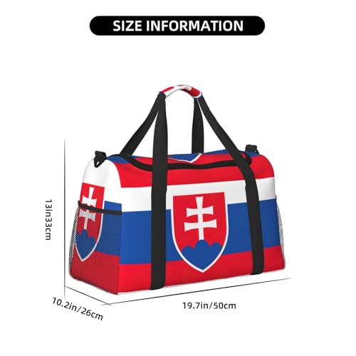 Flag of Slovakia print Travel Duffle Bag Gym Bag for Women,Puffer Tote Bag,Weekender Overnight Bag Organizer4