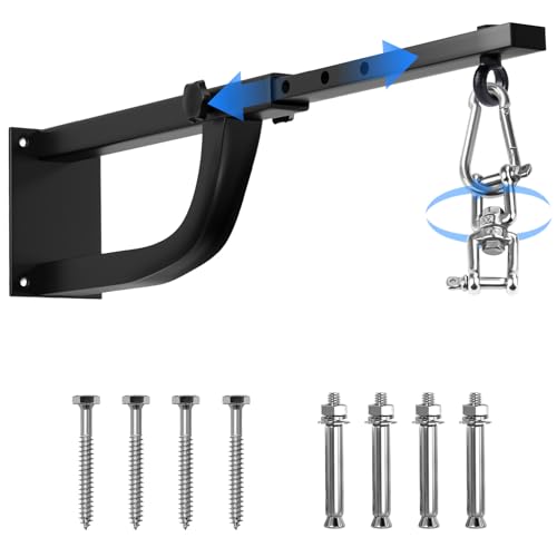 Adjustable Punching Bag Wall Mount 17.1-24.8 Extension Heavy Duty Bracket with 360 Swivel Hook for Boxing/MMA Bag Fits Concrete Brick Wood Walls
