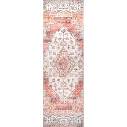 Tapis médaillon bleu marine lavable nuLOOM Dania grand format - 6
